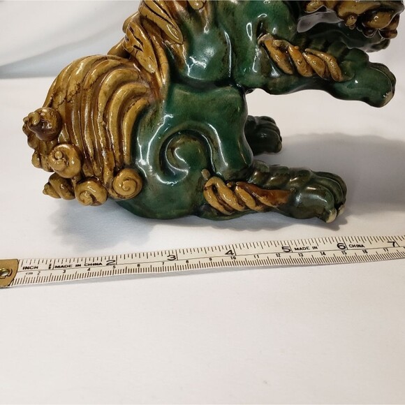 Chinese Foo Dogs, Pair, Green and brown, Unique, Rare - Picture 10 of 12